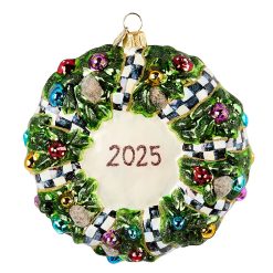Alternative view of 2025 Here Comes Black Santa Wreath Glass Ornament