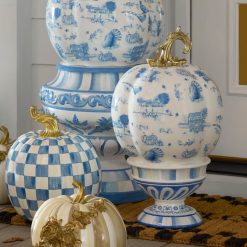 Alternative view of MACKENZIE-CHILDS Mackenzie-chilllds Royal Autumn Toile Tall Pedestal Pumpkin