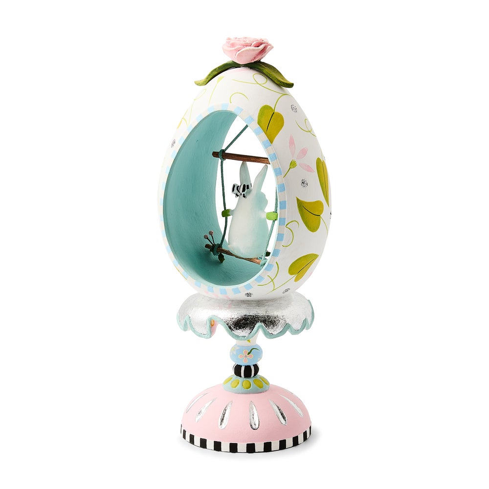 MACKENZIE-CHILDS Mackenzie-chilllds Patience Brewster Rabbit Pedestal Egg - Image 3