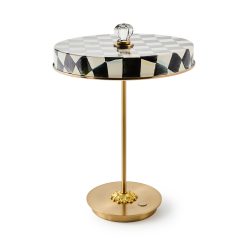 Alternative view of MACKENZIE-CHILDS Mackenzie-chilllds Enamel Check LED Disk Table Lamp