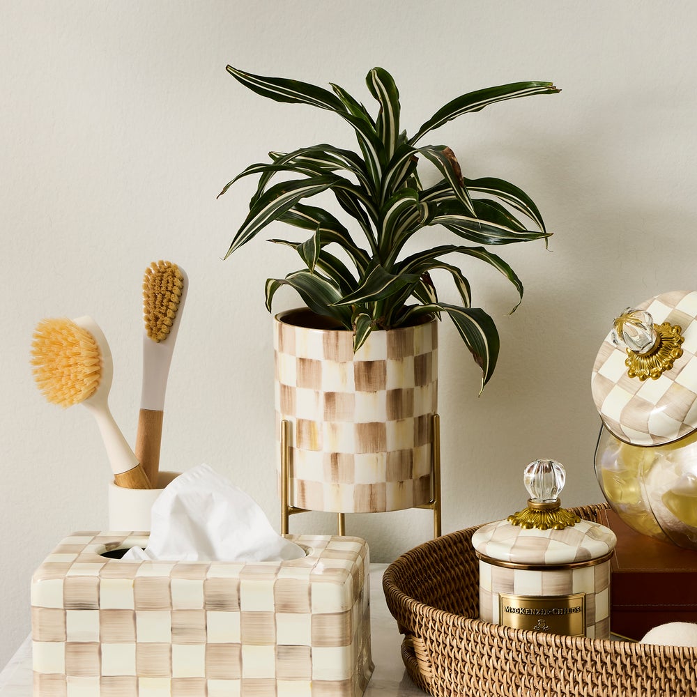 MACKENZIE-CHILDS Mackenzie-chilllds Mocha Check Tabletop Planter - Image 2