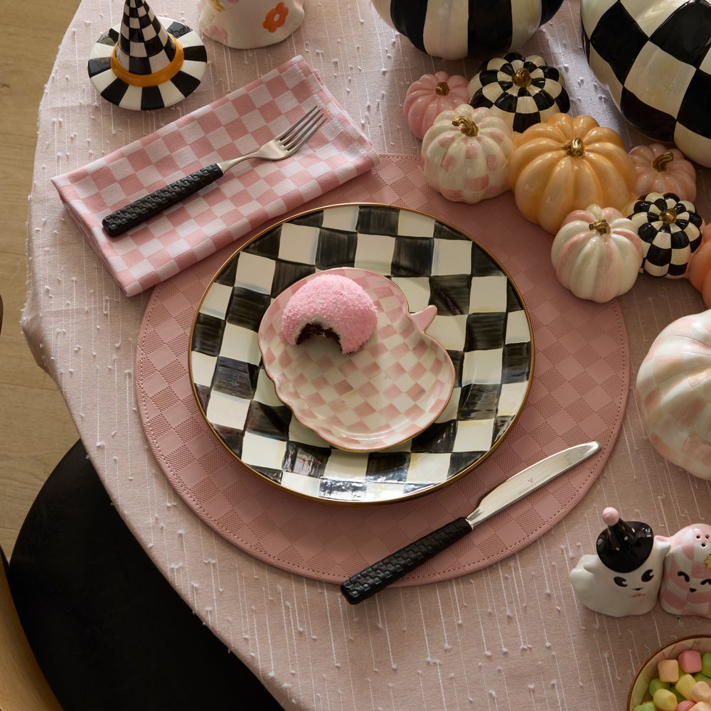 MACKENZIE-CHILDS Mackenzie-chilllds Rosy Check Pumpkin Ceramic Dessert Plates, Set of 4 - Image 2