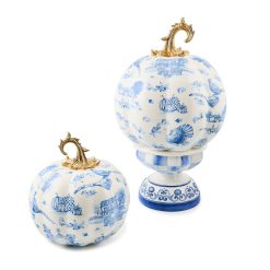 Alternative view of MACKENZIE-CHILDS Mackenzie-chilllds Royal Autumn Toile Short Pedestal Pumpkin