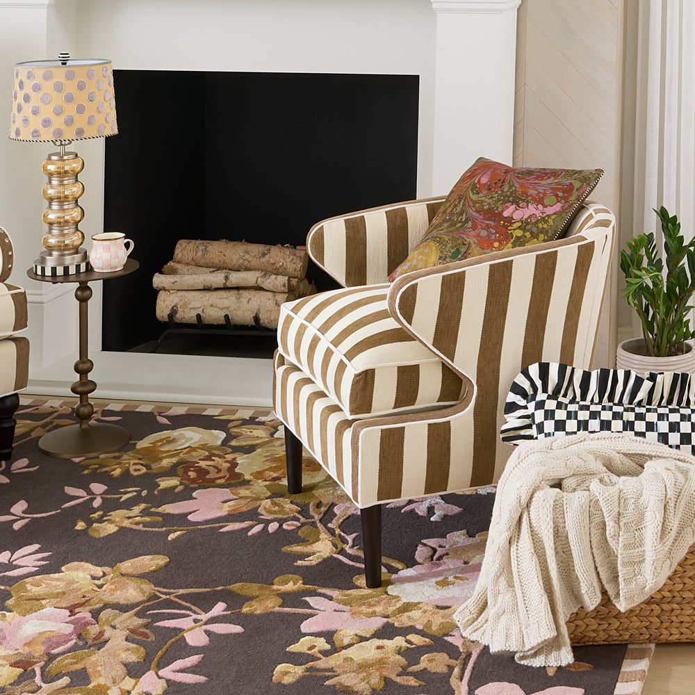 MACKENZIE-CHILDS Mackenzie-chilllds Marquee Brown Stripe Furniture Collection - Image 3