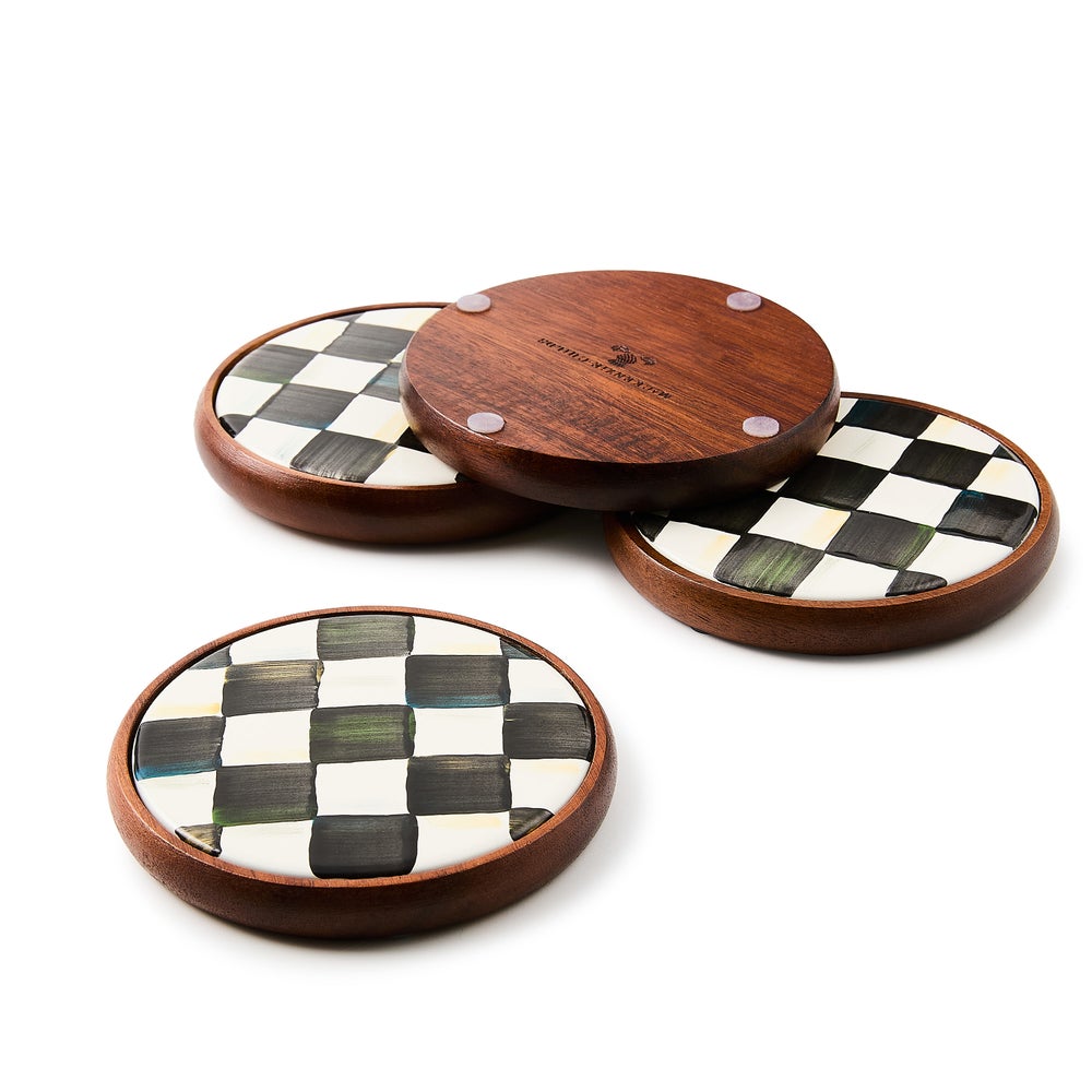 Courtly Check Enamel Coasters, Set of 4 - Image 3
