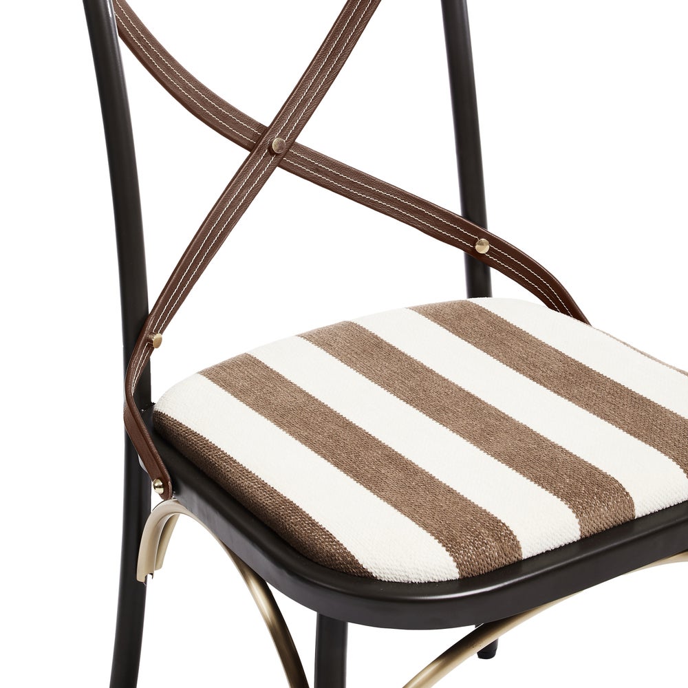 MACKENZIE-CHILDS Mackenzie-chilllds Flatiron Brown Stripe Dining Chair - Image 3