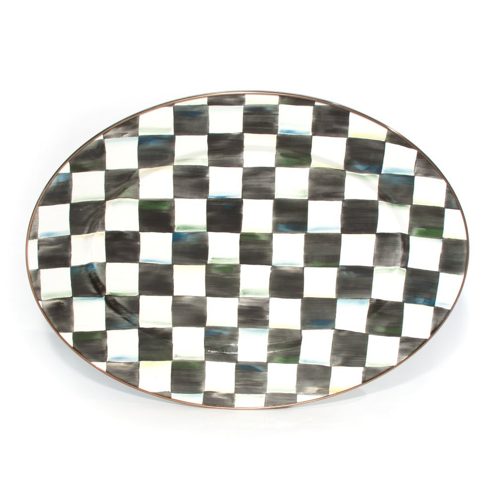 Check Enamel Oval Platter - Image 6