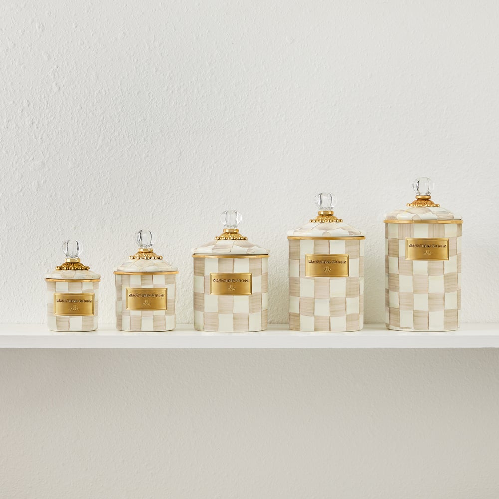 MACKENZIE-CHILDS Mackenzie-chilllds Mocha Check Enamel Canisters - Image 13