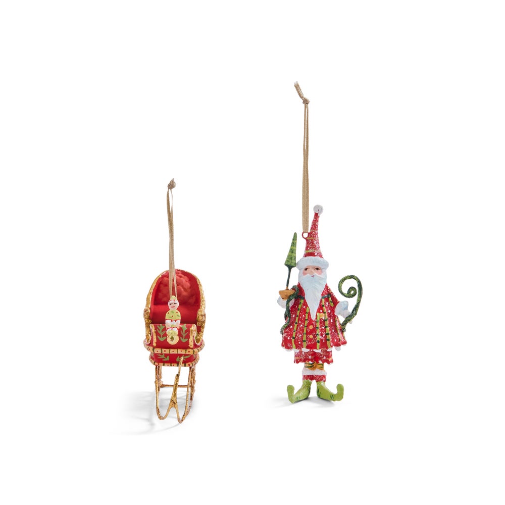 MACKENZIE-CHILDS Mackenzie-chilllds Patience Brewster Dash Away Santa Mini Ornaments Set - Image 4