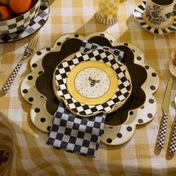 Alternative view of Bee Toile Round Scalloped Cork Back Placemats, Set of 4