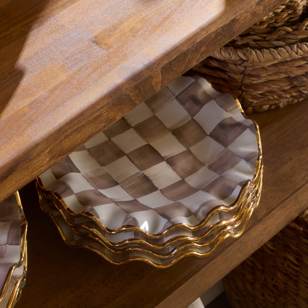 MACKENZIE-CHILDS Mackenzie-chilllds Mocha Check Fluted Ceramic Dinnerware - Image 3