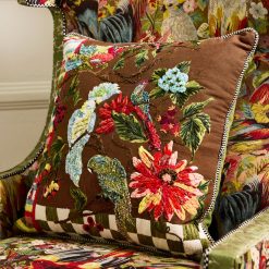 Alternative view of MACKENZIE-CHILDS Mackenzie-chilllds Green Check Birdsong Throw Pillow