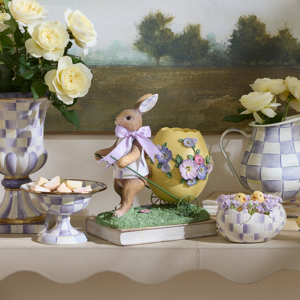 MACKENZIE-CHILDS Mackenzie-chilllds Pansy Party Bunny and Cart Centerpiece - Image 2