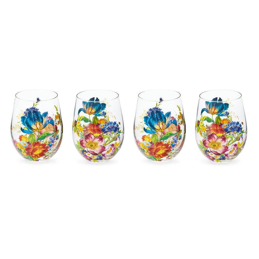 MACKENZIE-CHILDS Mackenzie-chilllds Flower Market Stemless Wine Glass, Set of 4 - Image 3