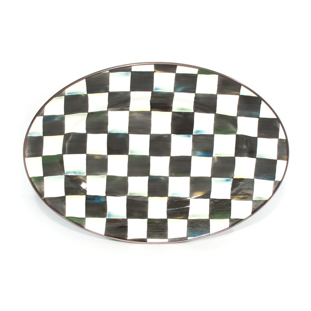Check Enamel Oval Platter - Image 8