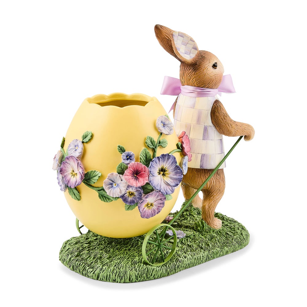 MACKENZIE-CHILDS Mackenzie-chilllds Pansy Party Bunny and Cart Centerpiece - Image 3