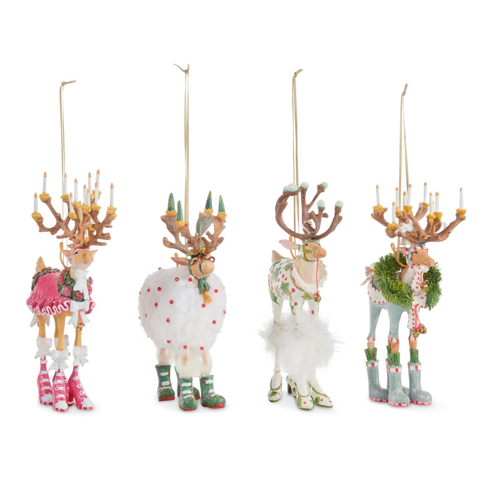 MACKENZIE-CHILDS Mackenzie-chilllds Patience Brewster Dash Away Reindeer Ornament Set