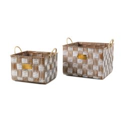 MACKENZIE-CHILDS Mackenzie-chilllds Mocha Textured Check Baskets, Set of 2