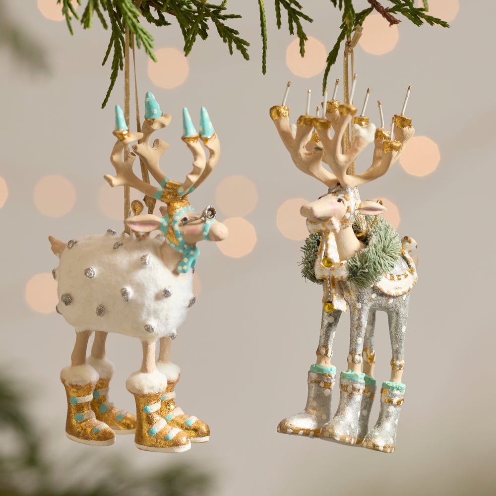 MACKENZIE-CHILDS Mackenzie-chilllds Patience Brewster Moonbeam Reindeer Mini Ornaments Set - Image 4